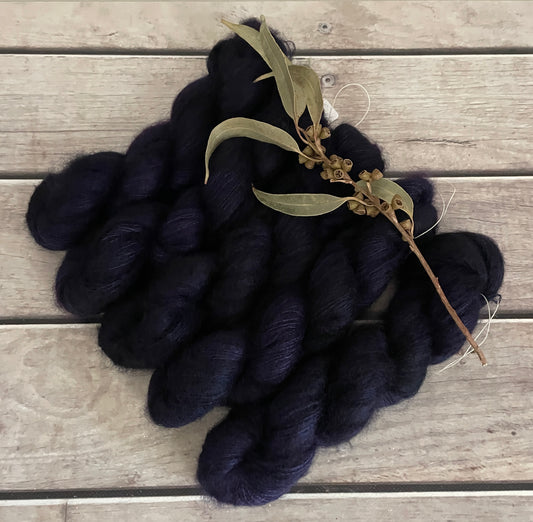 Percy's Purple - on Shui Yun Silk and Mohair - lace weight, 2 ply
