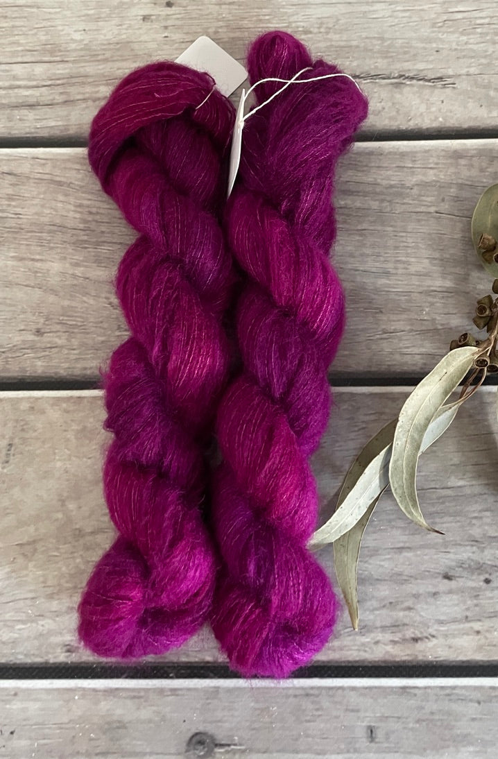 Dragonfruit - 2 ply Suri/merino fluff - Rosemary