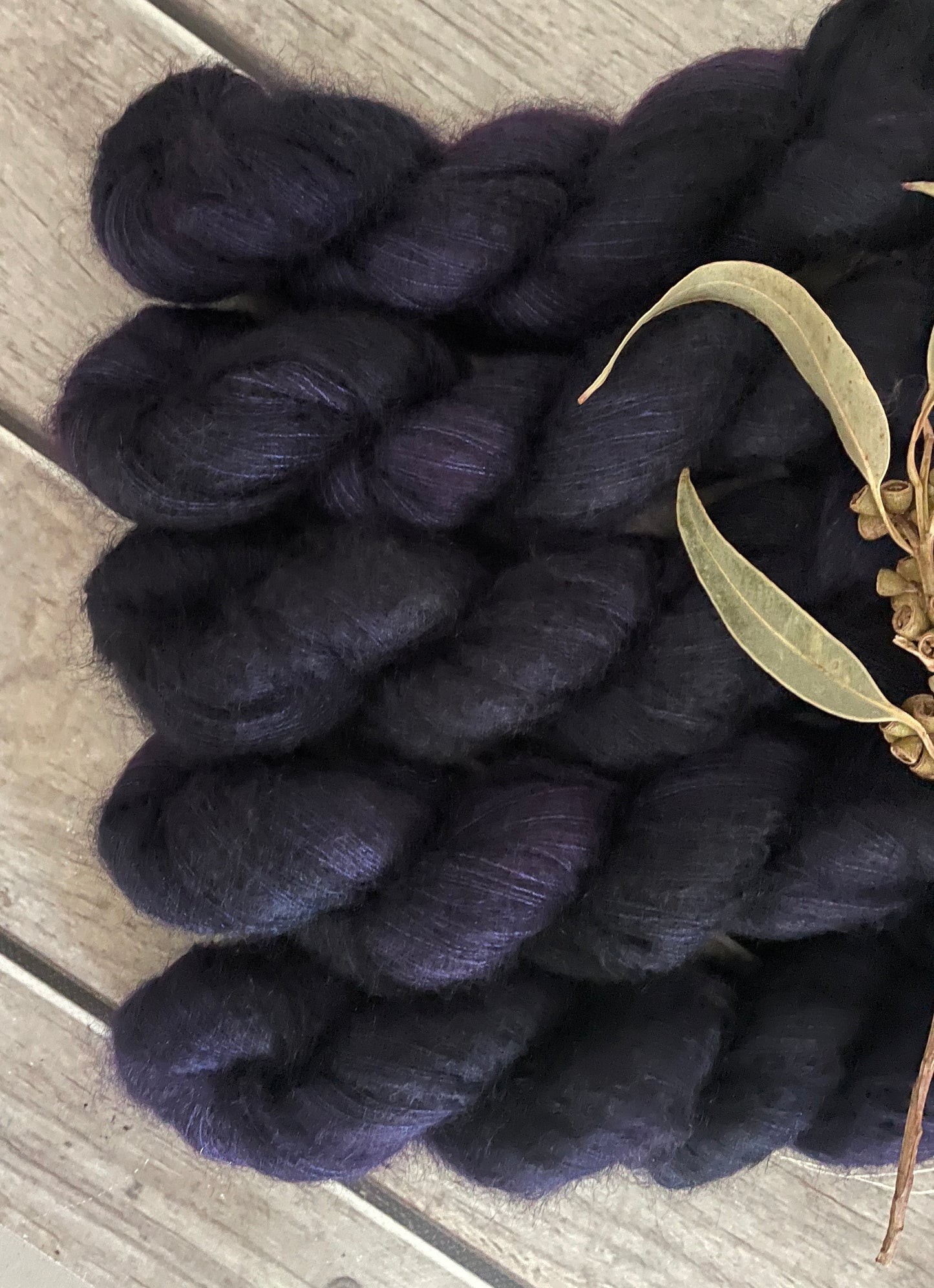 Percy's Purple - on Shui Yun Silk and Mohair - lace weight, 2 ply