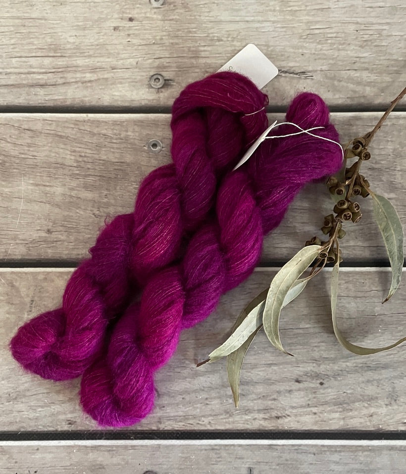 Dragonfruit - 2 ply Suri/merino fluff - Rosemary