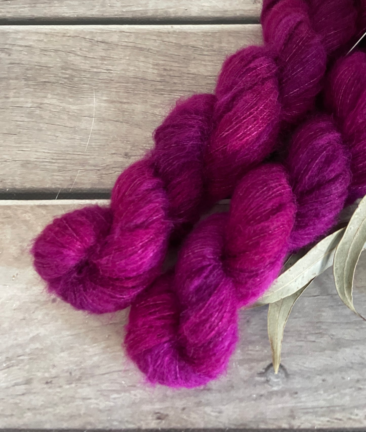 Dragonfruit - 2 ply Suri/merino fluff - Rosemary