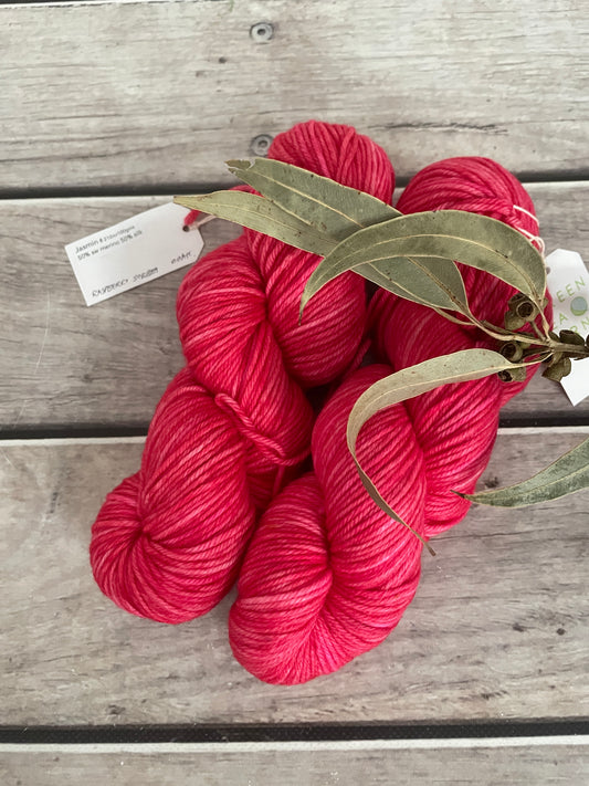 Raspberry Sorbet ooak - 8 ply merino and nylon sock yarn - Darjeeling DK