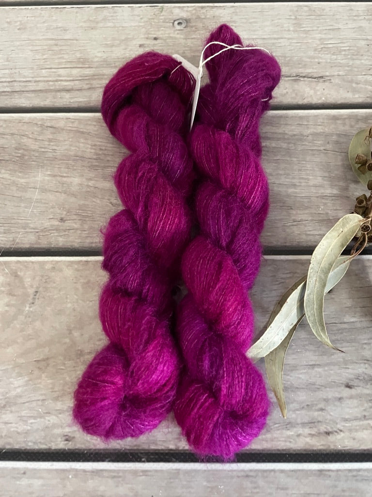 Dragonfruit - 2 ply Suri/merino fluff - Rosemary