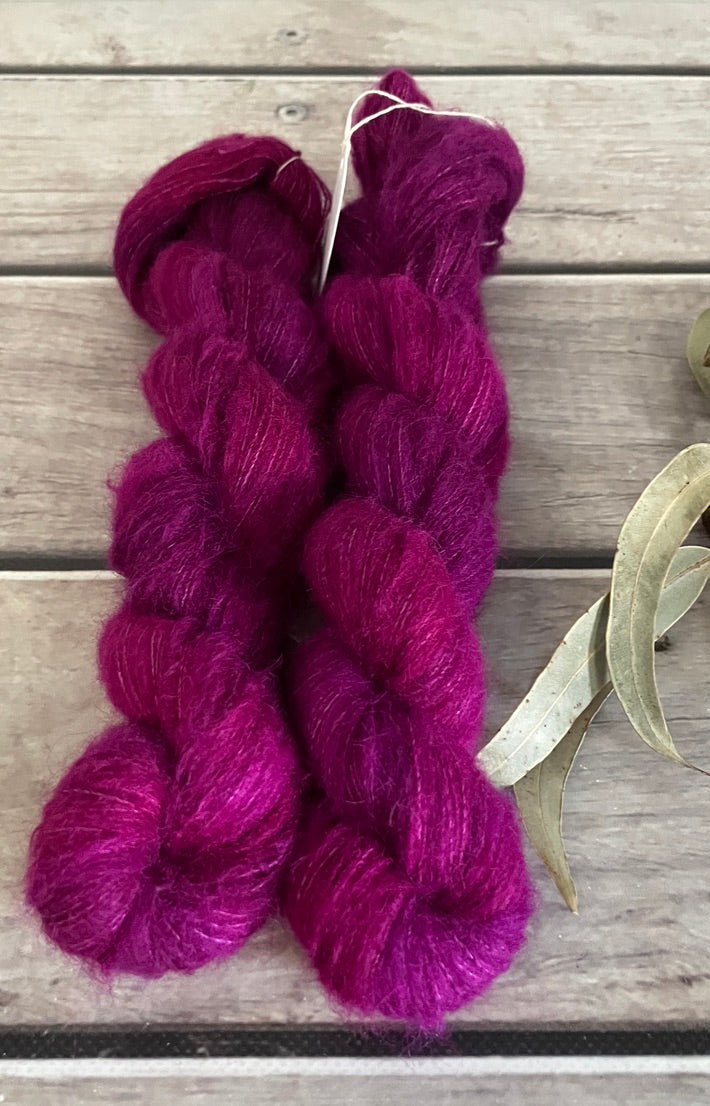 Dragonfruit - 2 ply Suri/merino fluff - Rosemary