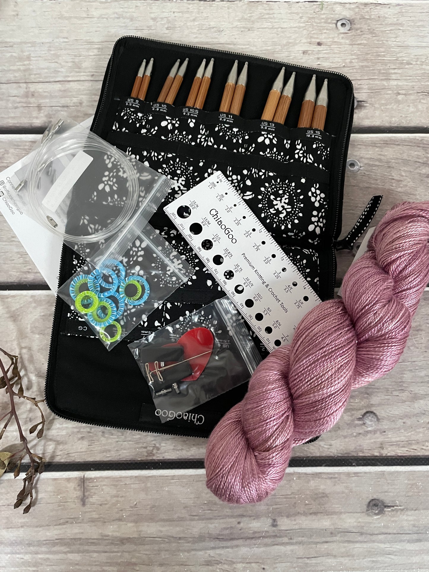 ChiaoGoo SPIN Needle set - 5" tips - Bamboo Large Set - 2500 -L