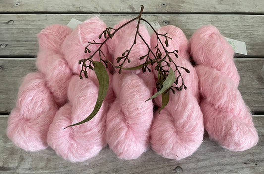 China Doll - 8 ply suri/silk fluff - Rosehip DK