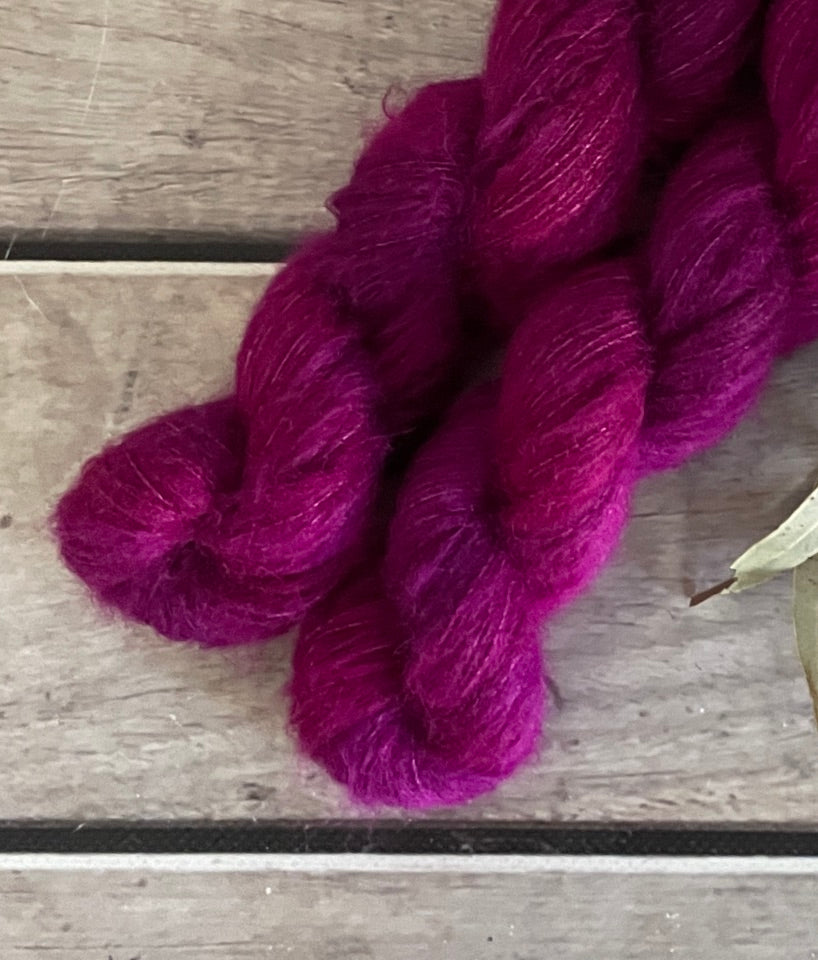 Dragonfruit - 2 ply Suri/merino fluff - Rosemary