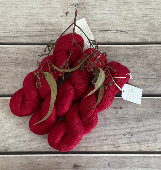 Red Lacquer on Merino and Silk 4 ply single - Osmanthus