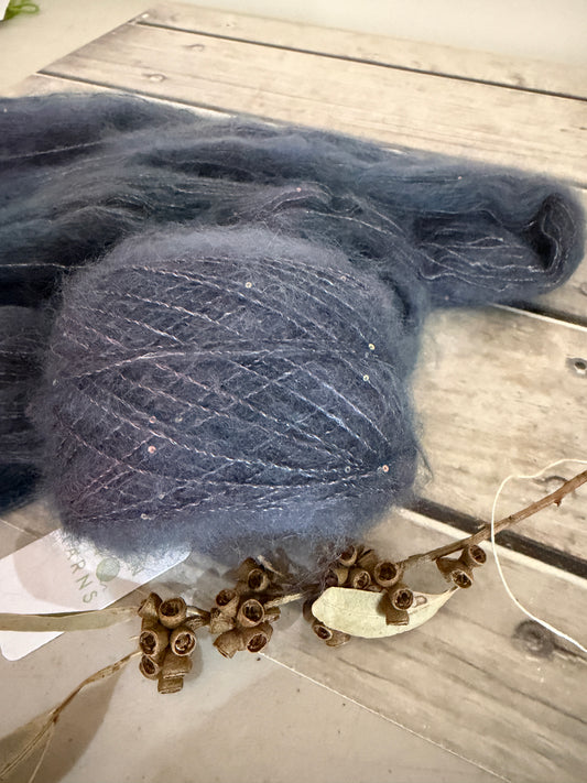 Twilight on Gyrokuro - mohair/silk/sequins - 2 ply