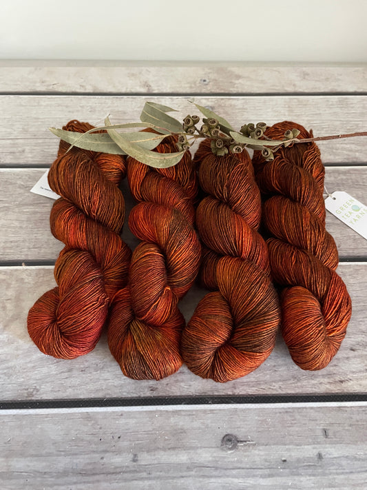 Helena Gum Moth #1 - Merino/ Silk 4 ply single - Osmanthus4