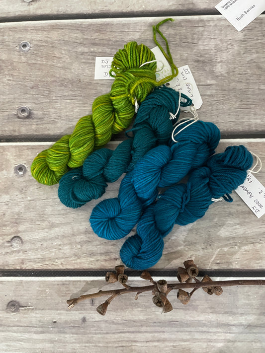 Peacock mini skein kit - Darjeeling 4 - kit 4