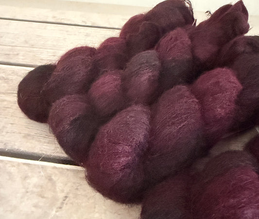 Black Cherry - 2 ply Suri/merino fluff - Rosemary