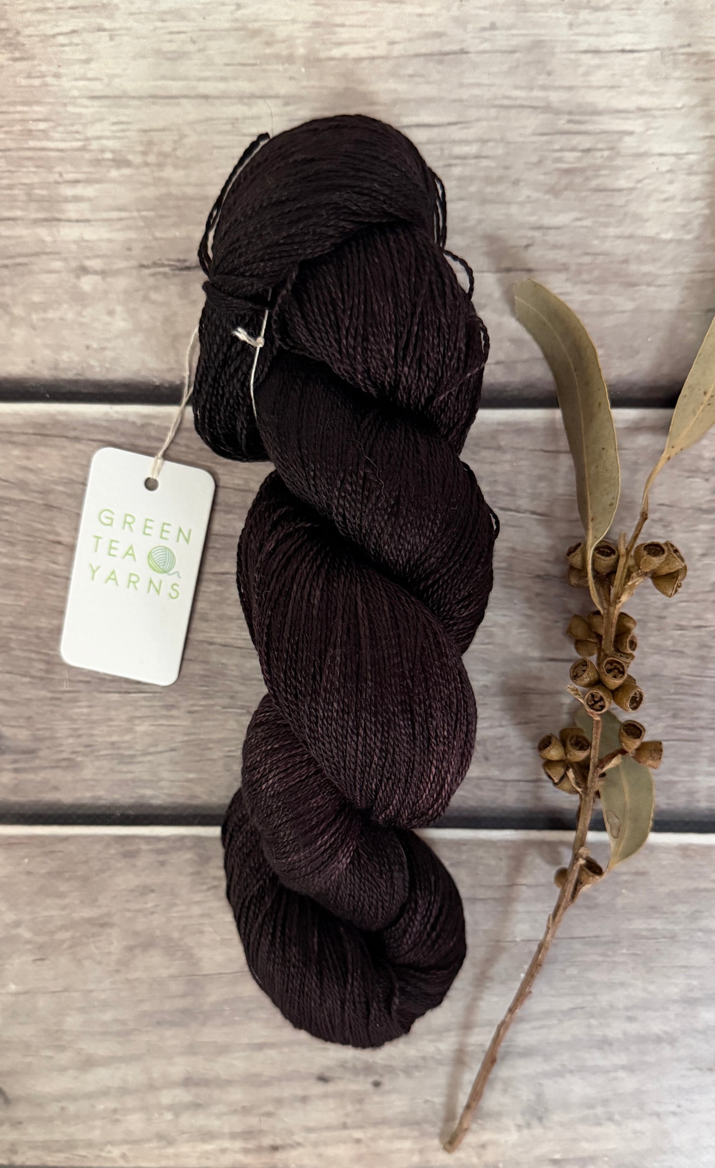 Bitter Chocolate ooak - 3 ply pure silk yarn - Ginseng hl