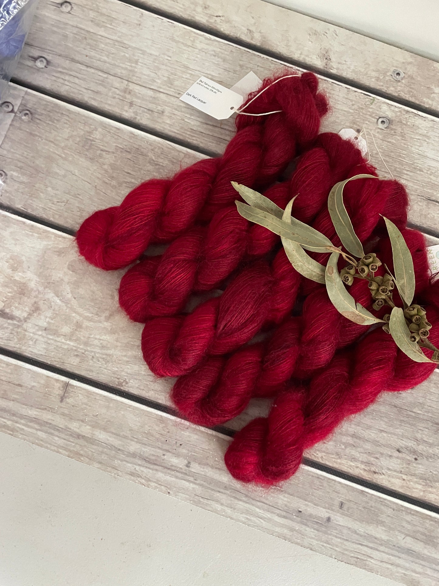 Dark Red Lacquer on ShuiYun - 2 ply lace in Mohair and silk