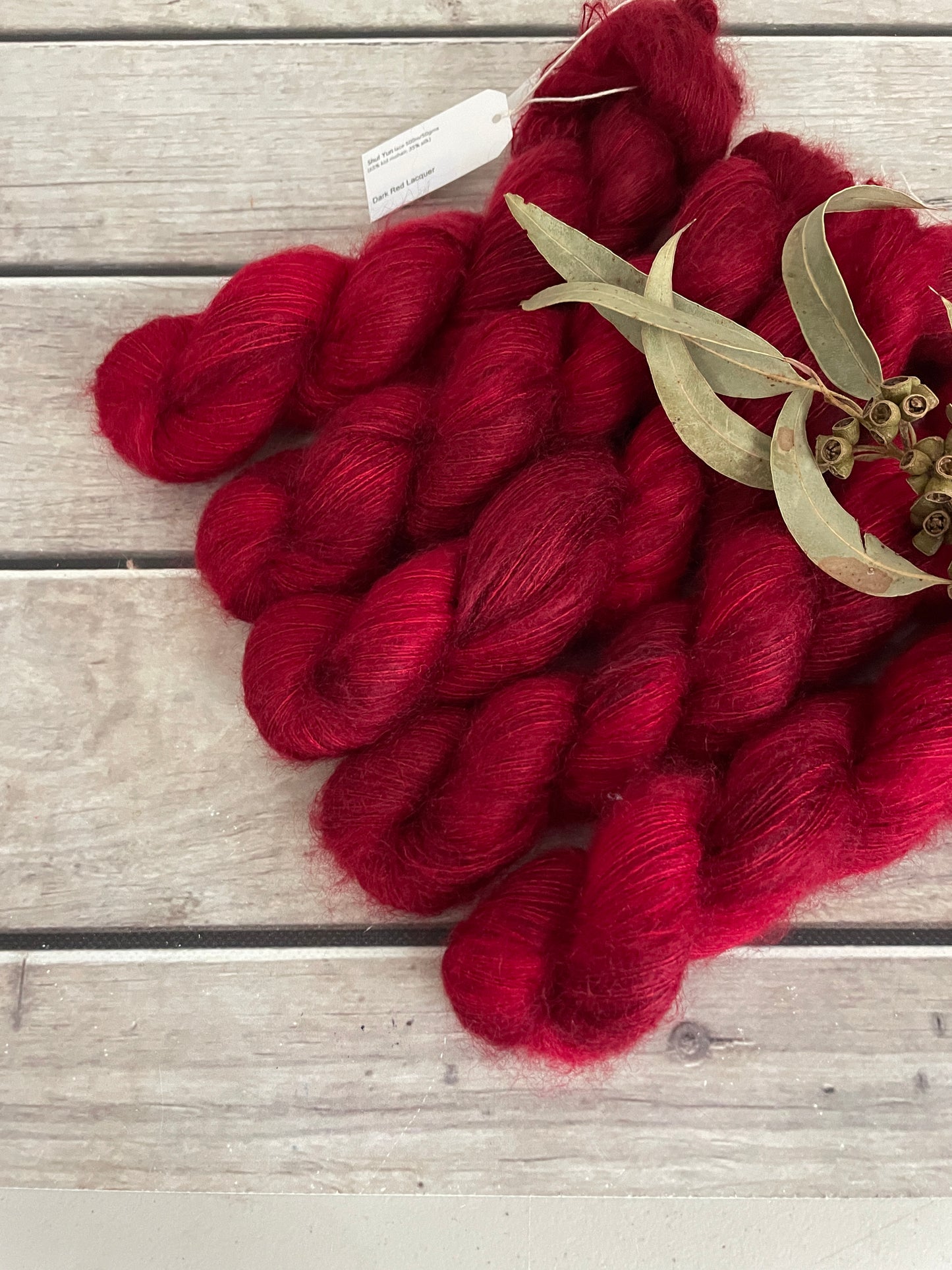 Dark Red Lacquer on ShuiYun - 2 ply lace in Mohair and silk