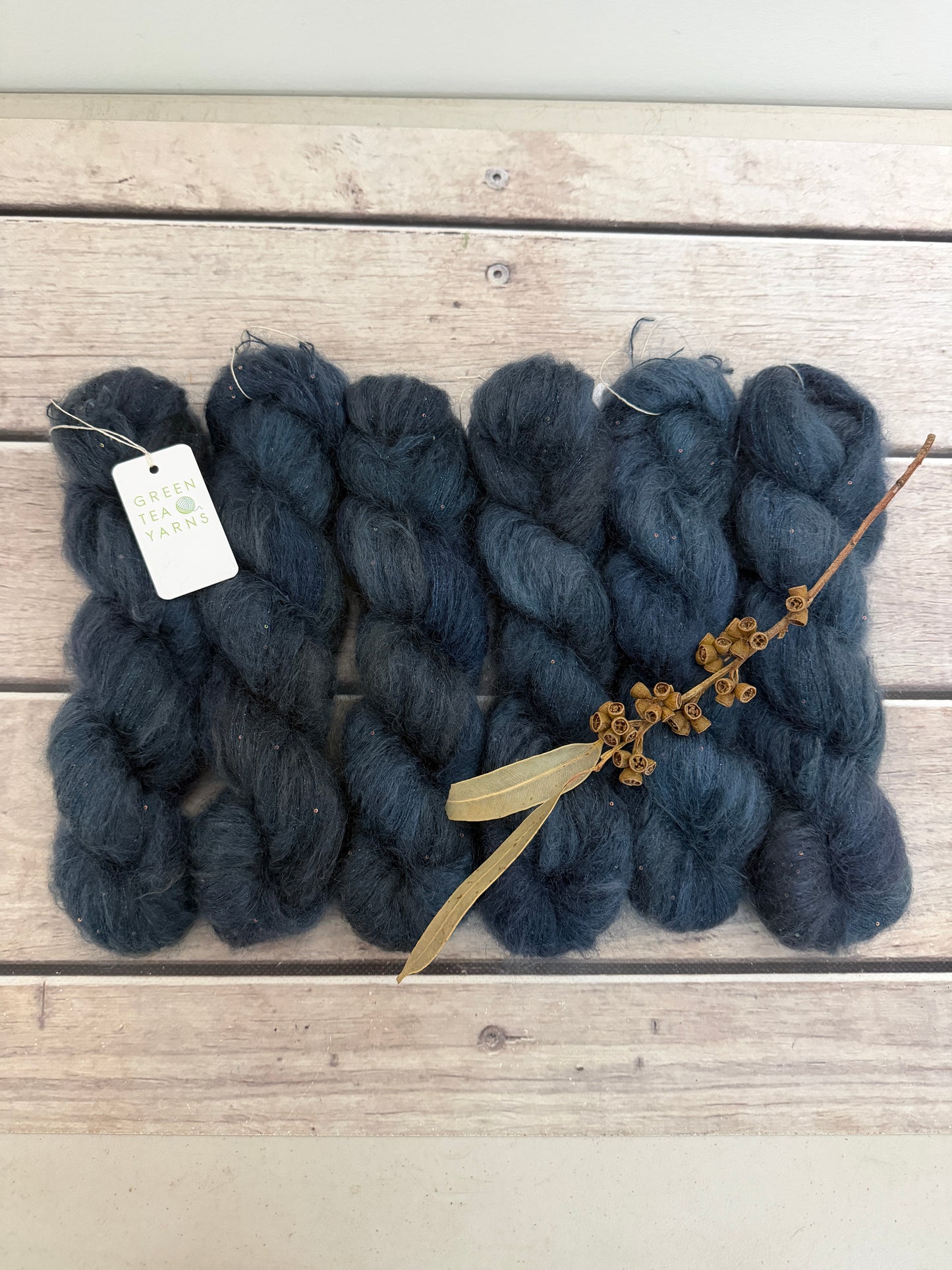 Winter's Petrol on Gyrokuro - mohair/silk/sequins - 3 ply