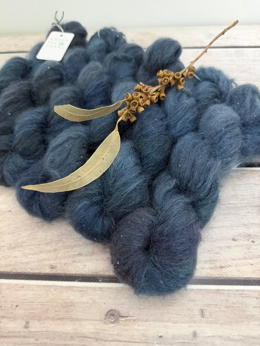 Winter's Petrol on Gyrokuro - mohair/silk/sequins - 3 ply