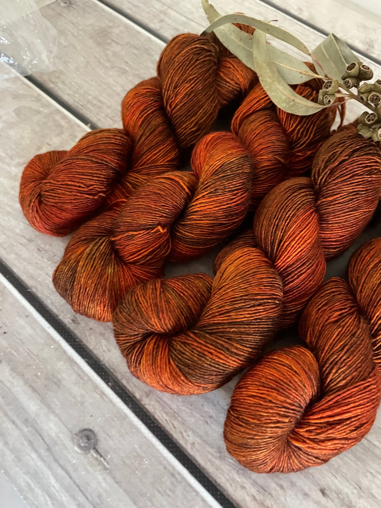 Helena Gum Moth #1 - Merino/ Silk 4 ply single - Osmanthus4