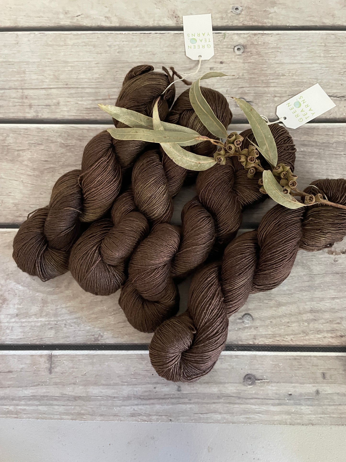 Helena Gum Moth #3 - Merino/ Silk 4 ply single - Osmanthus4