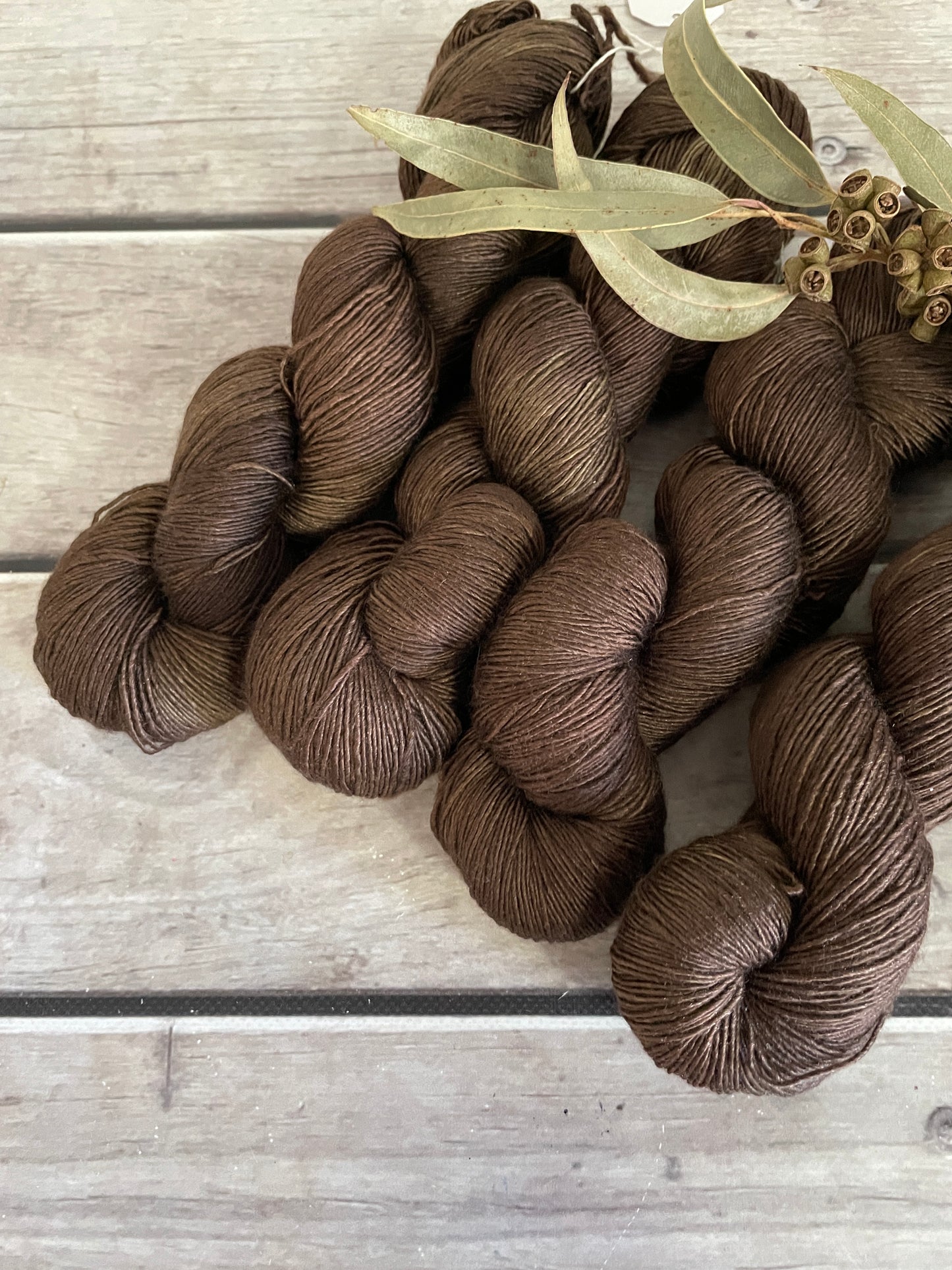 Helena Gum Moth #3 - Merino/ Silk 4 ply single - Osmanthus4
