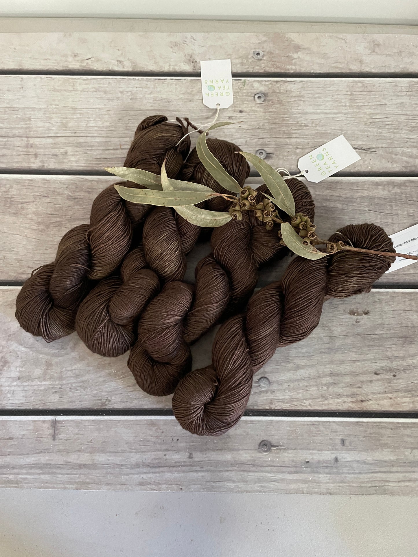 Helena Gum Moth #3 - Merino/ Silk 4 ply single - Osmanthus4