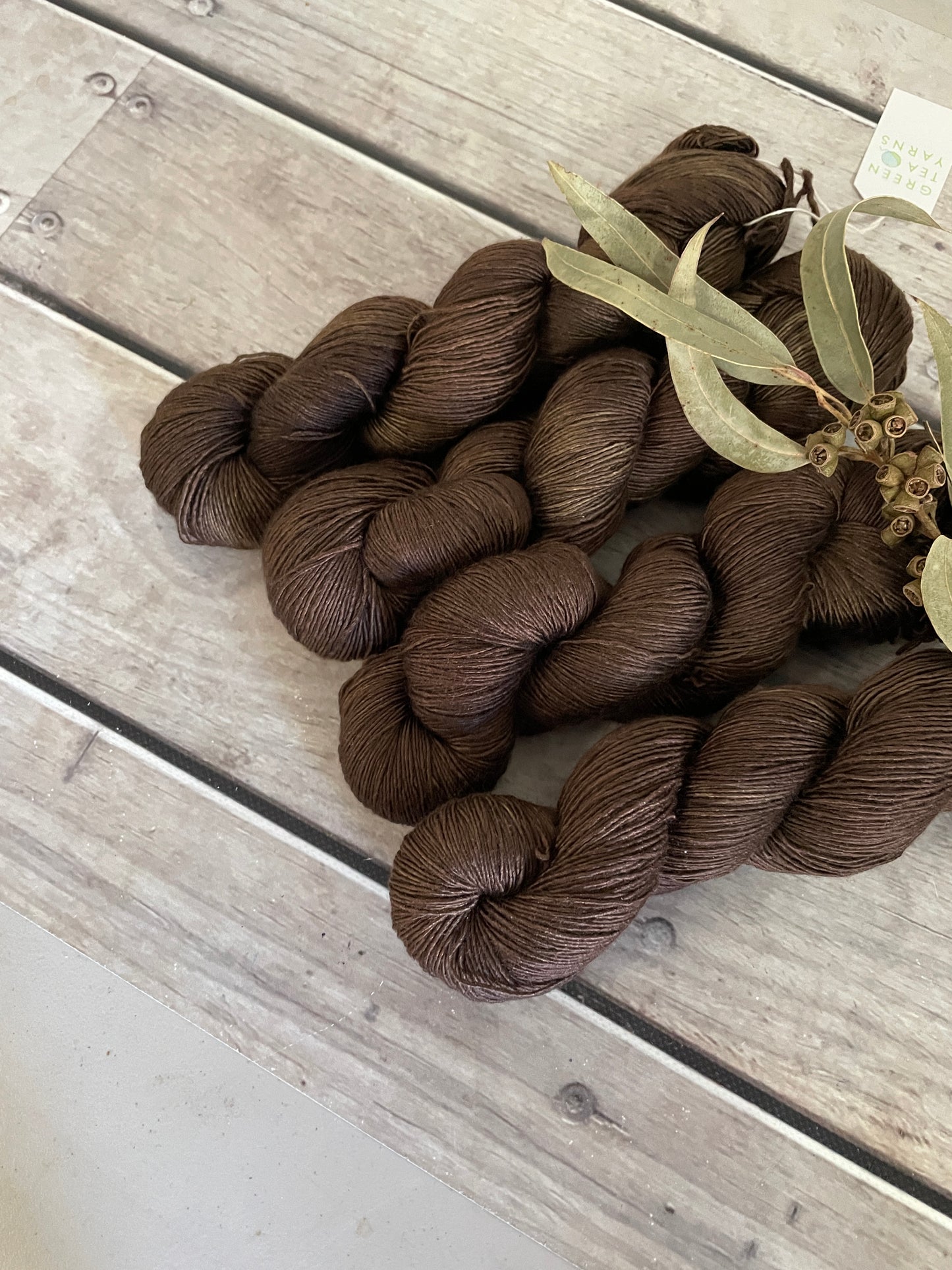 Helena Gum Moth #3 - Merino/ Silk 4 ply single - Osmanthus4