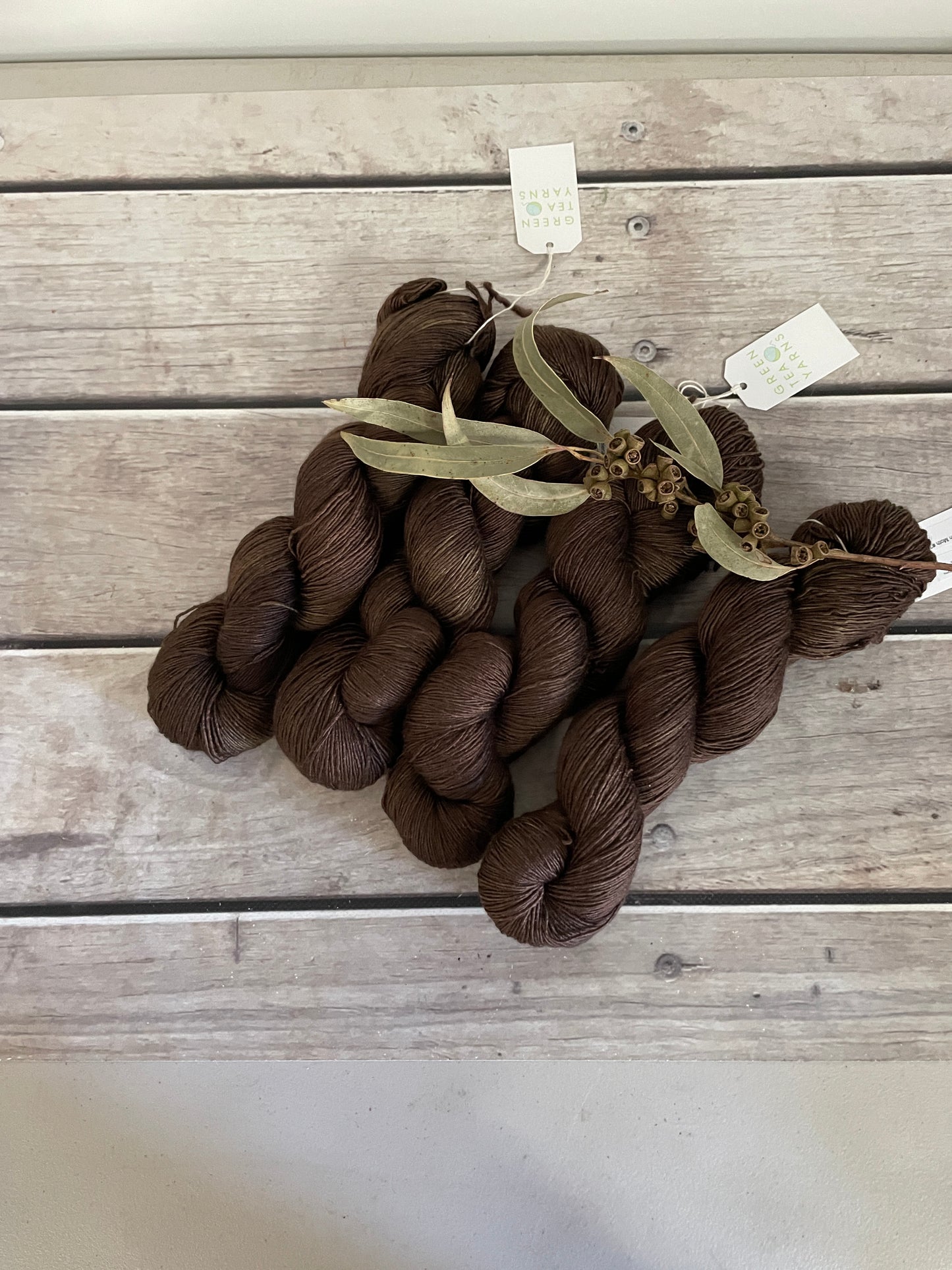 Helena Gum Moth #3 - Merino/ Silk 4 ply single - Osmanthus4