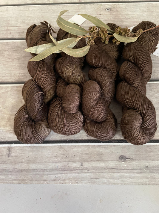 Helena Gum Moth #3 - Merino/ Silk 4 ply single - Osmanthus4