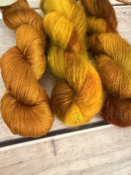 Silk and Sparkle Mohair kit - 3 plysilk +mohair/silk- Ginseng hl