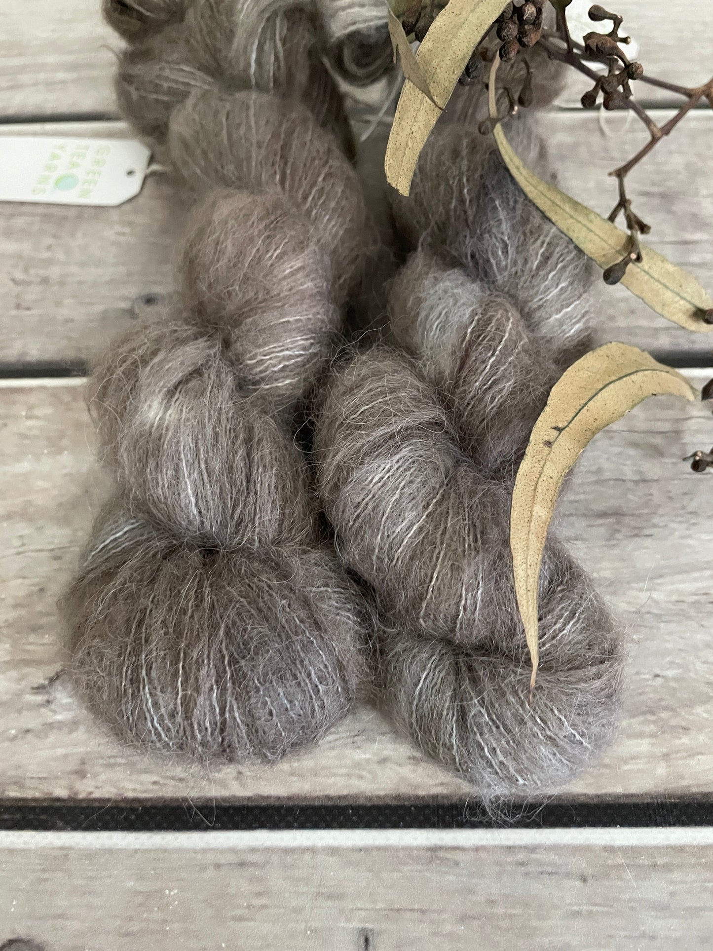 Pale Peat - 2 ply Suri/merino fluff - Rosemary