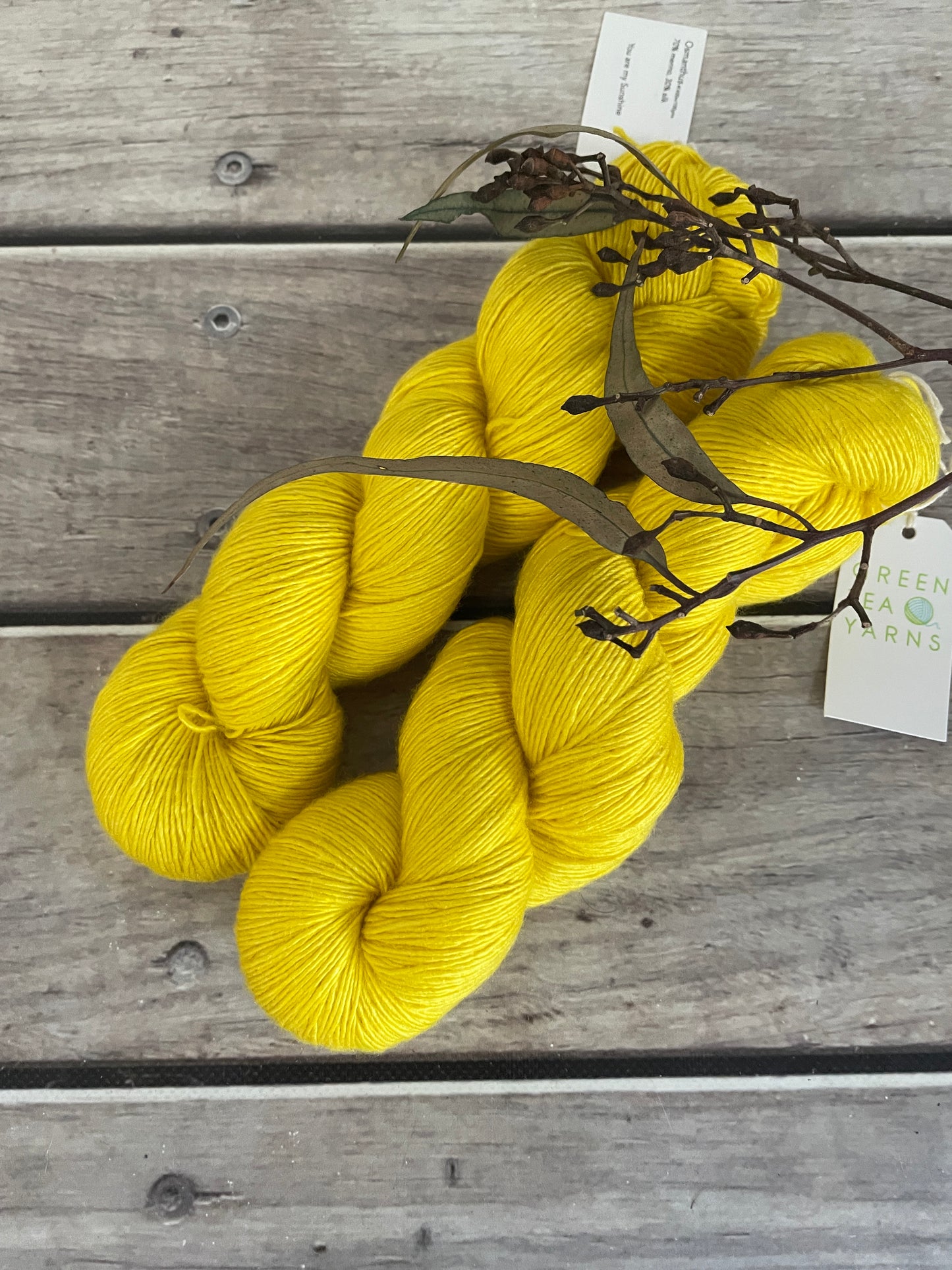 You are my Sunshine on Merino and Silk 4 ply single - Osmanthus4