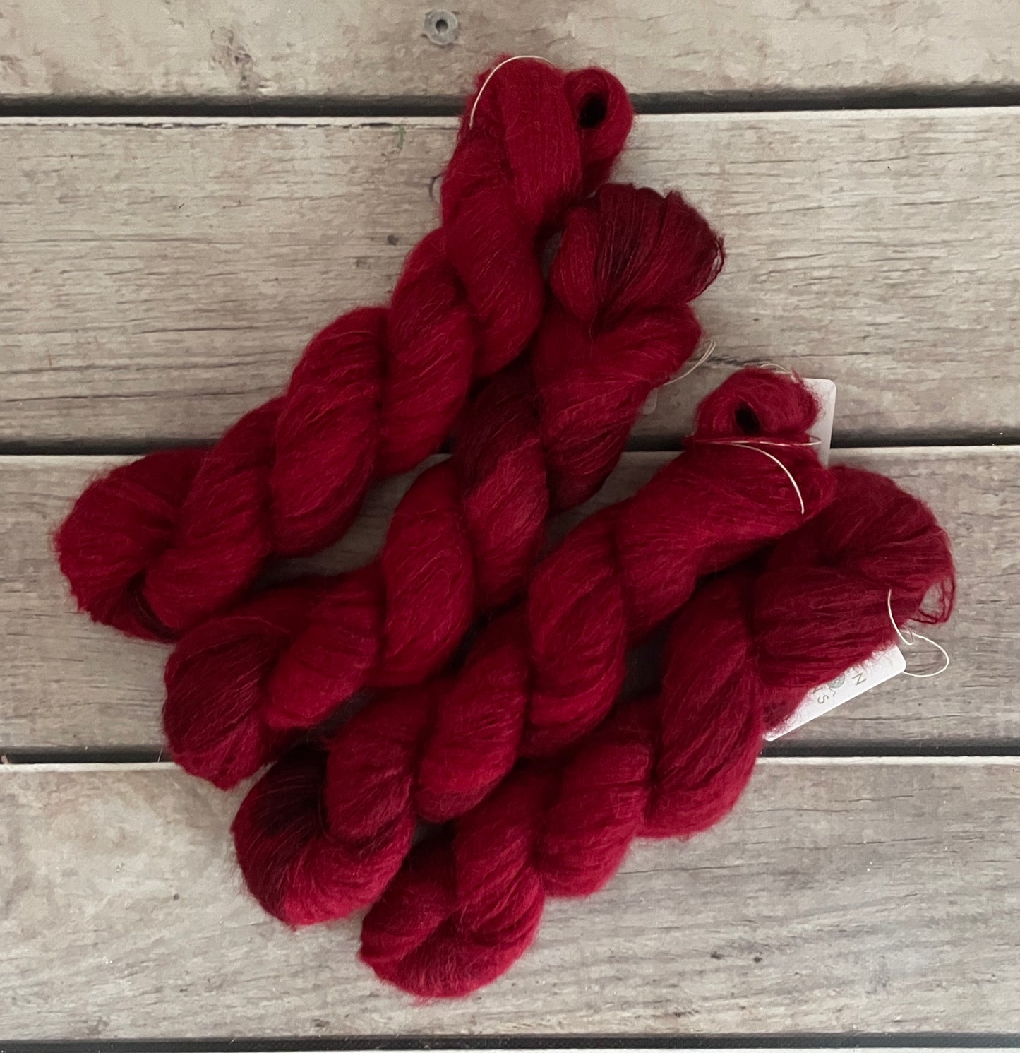 Dark Red Lacquer - 2 ply Suri/merino fluff - Rosemary