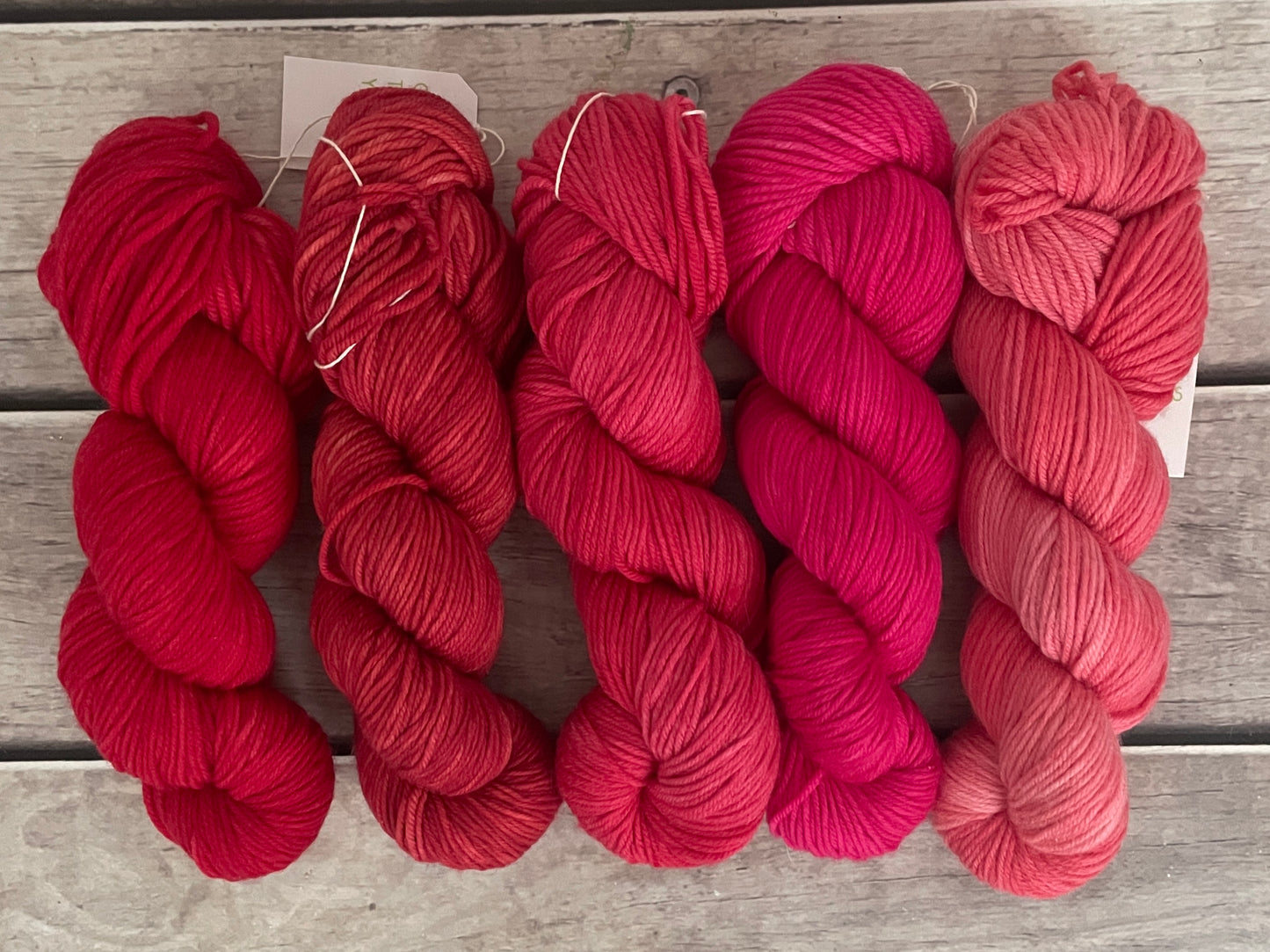 Seeing Red 5 skein set - Darjeeling DK sock yarn - 8 ply