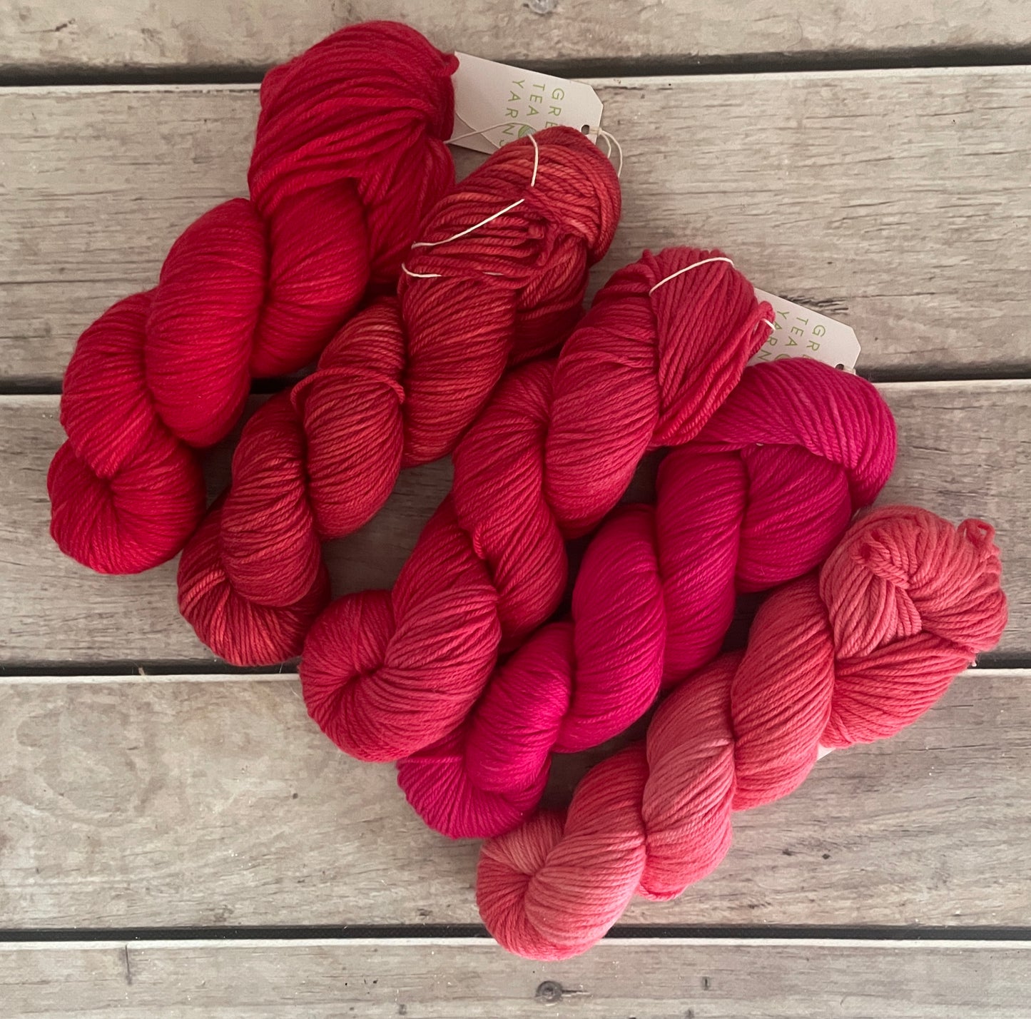 Seeing Red 5 skein set - Darjeeling DK sock yarn - 8 ply