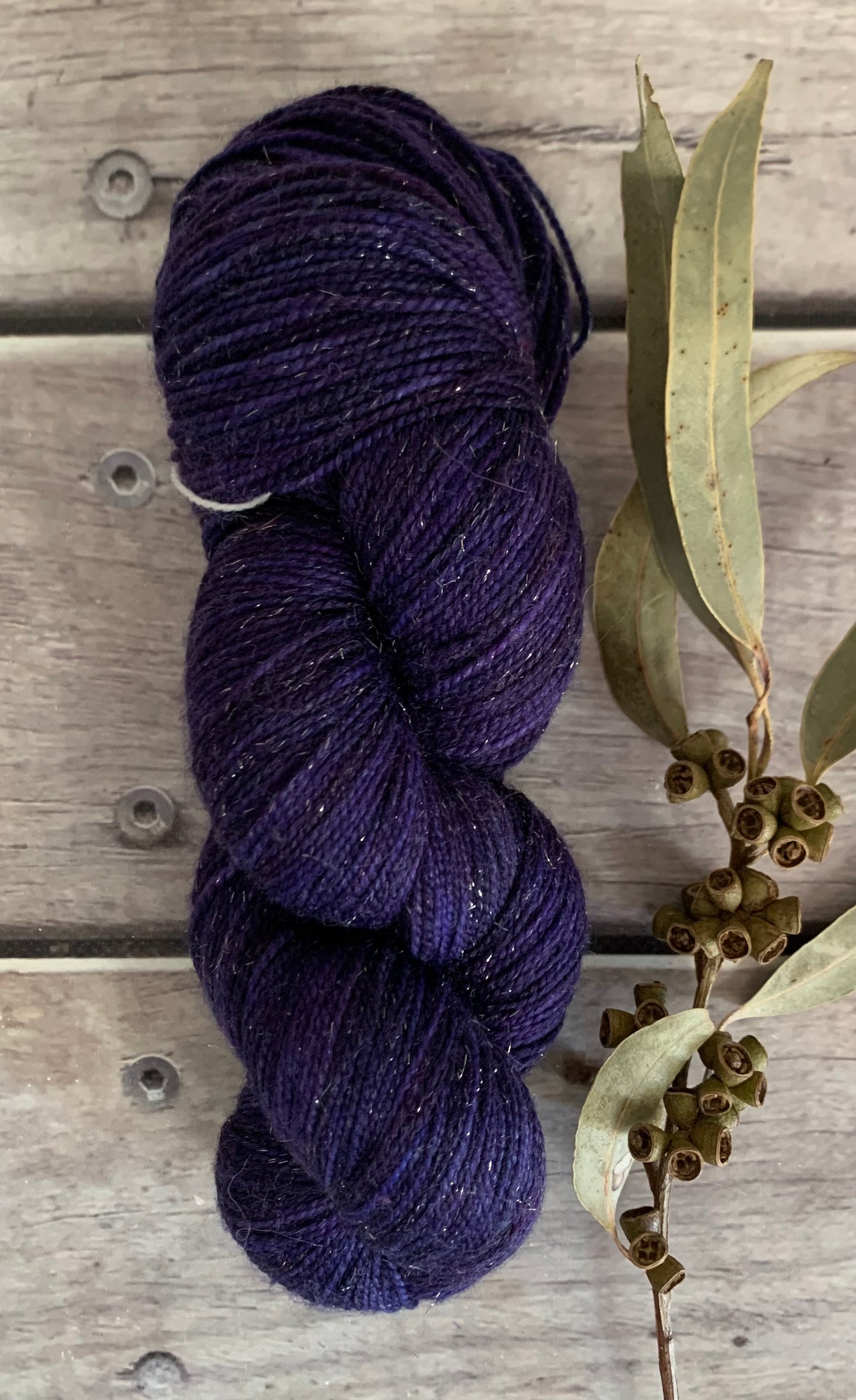 Royal Purple - sparkle sock yarn in merino and nylon Yin Hou OB
