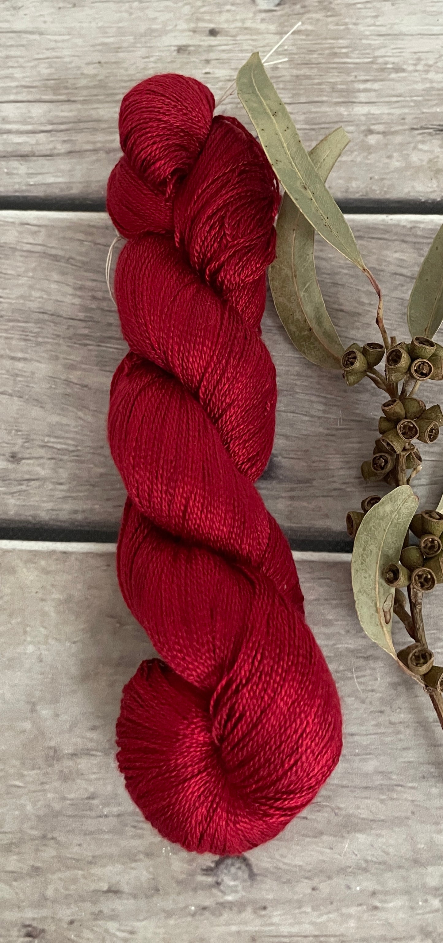 Red Lacquer on Ginseng - 3 ply pure silk yarn