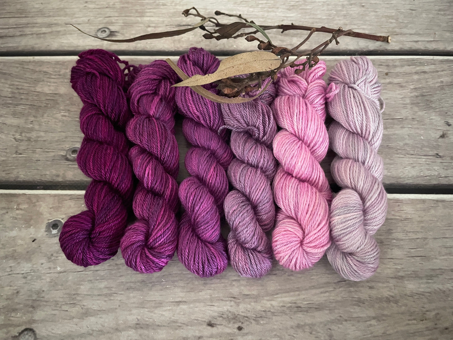 Knit for the Girls fade 6 x mini 20g skeins - Jasmine 4 ply