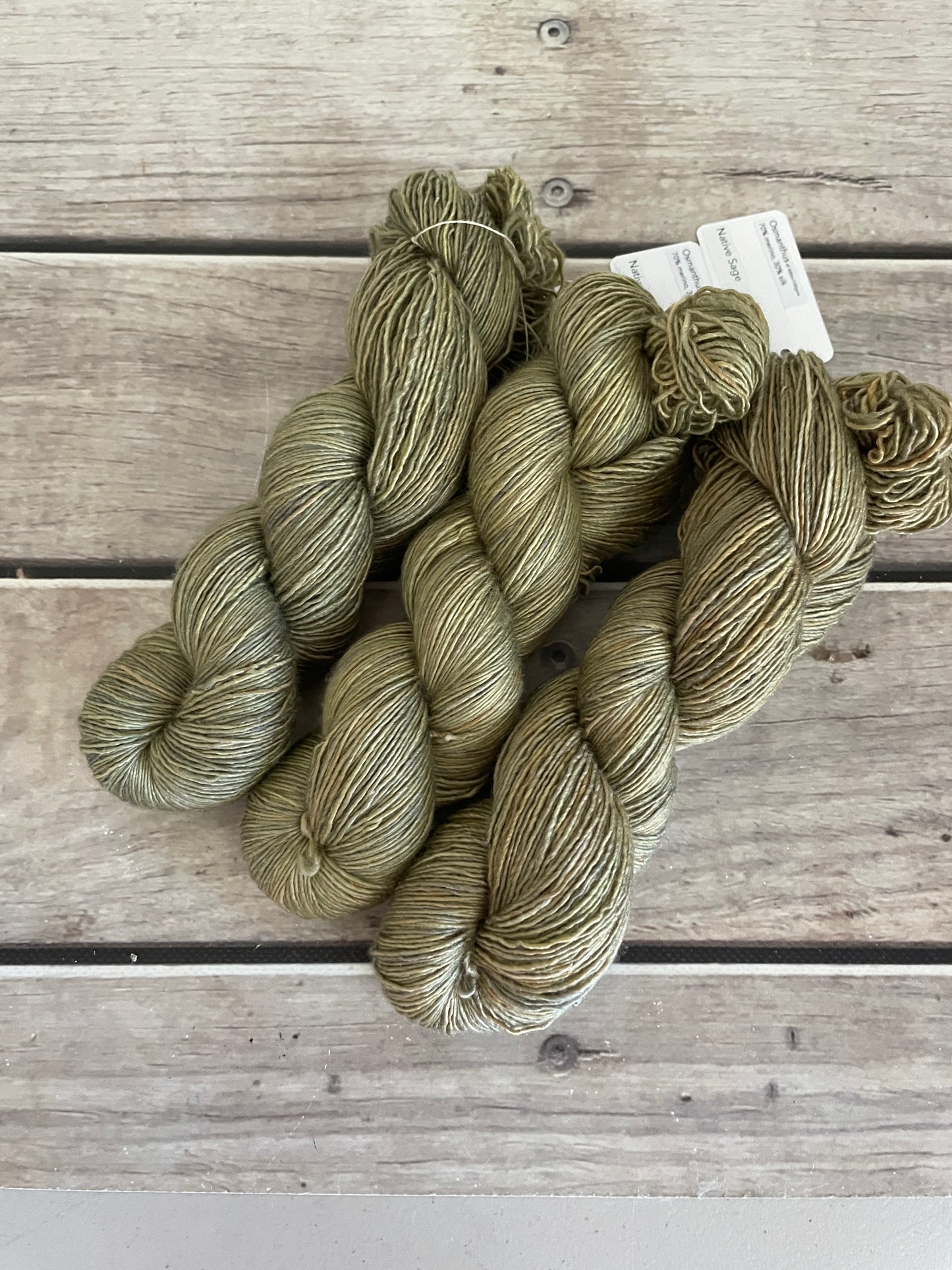Native Sage on Merino and Silk 4 ply single - Osmanthus