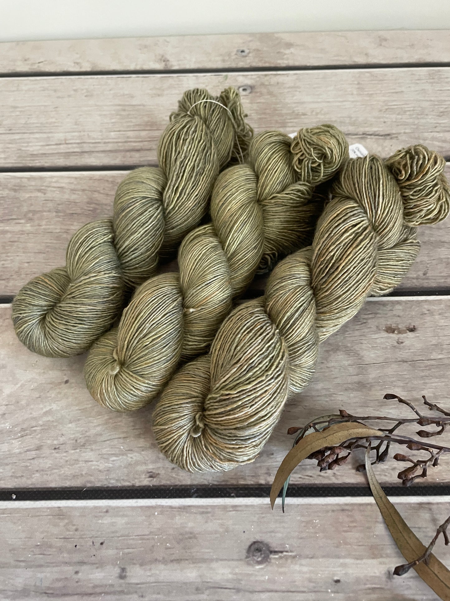 Native Sage on Merino and Silk 4 ply single - Osmanthus