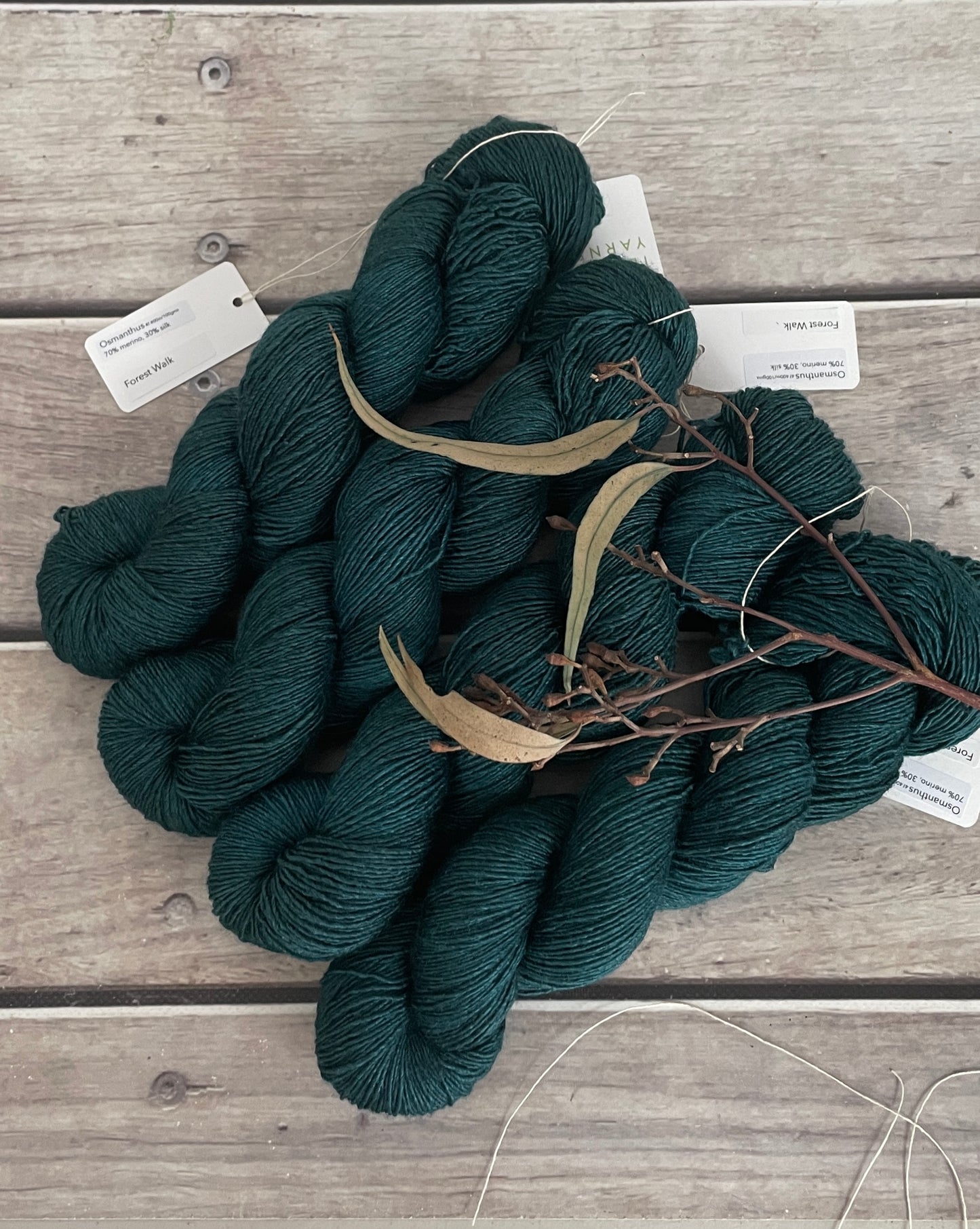 Forest Walk on Merino and Silk 4 ply single - Osmanthus