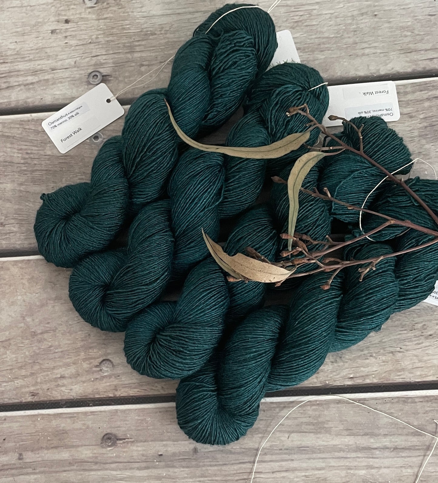 Forest Walk on Merino and Silk 4 ply single - Osmanthus