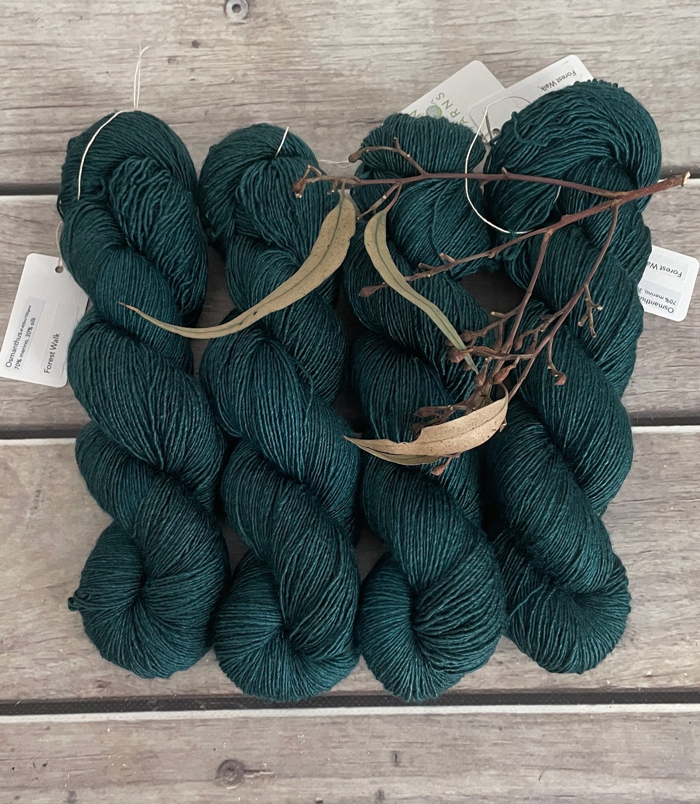 Forest Walk on Merino and Silk 4 ply single - Osmanthus