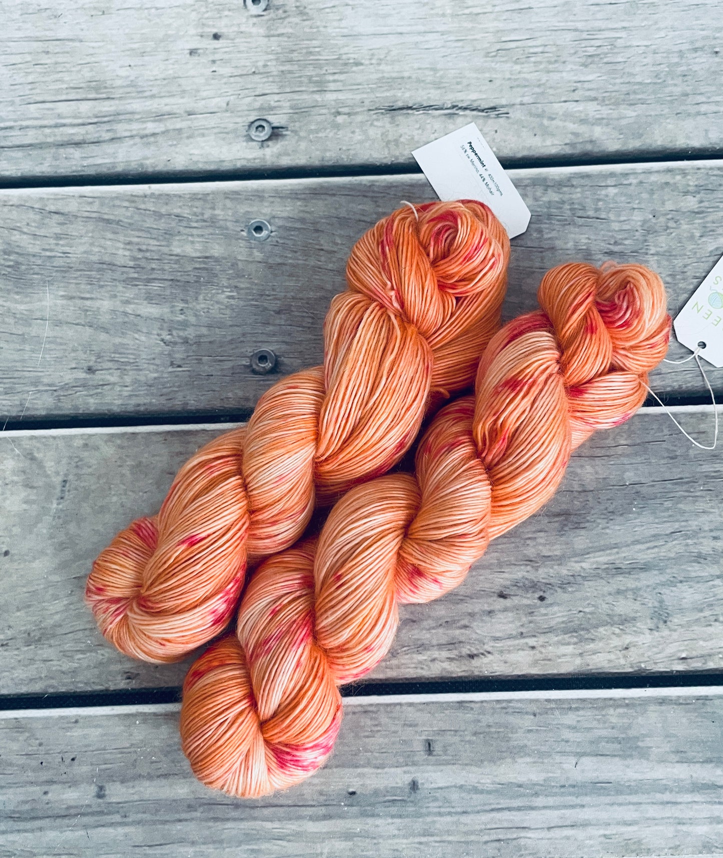 Crushed Peach ooak - 4 Ply merino/mohair - Peppermint
