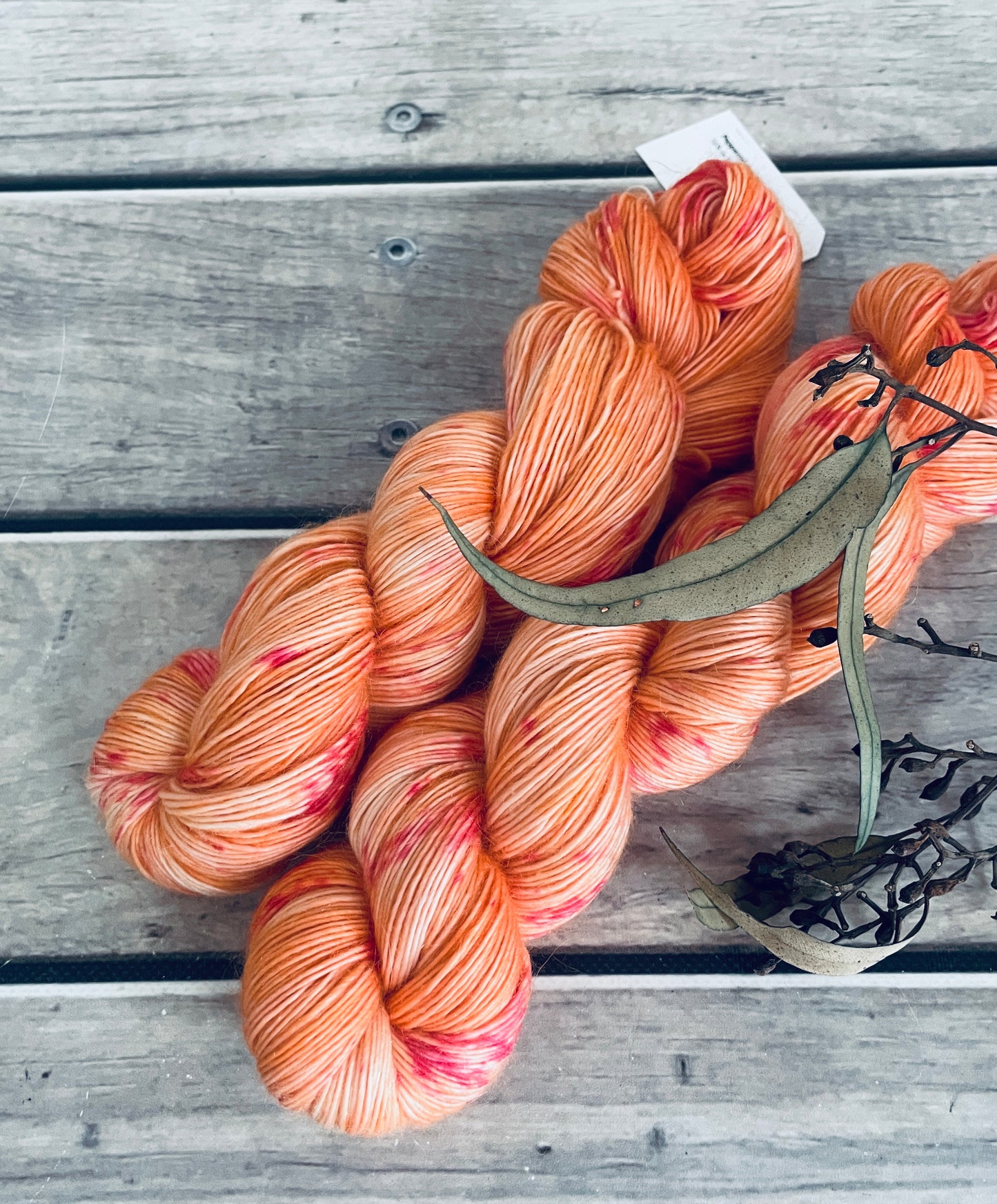 Crushed Peach ooak - 4 Ply merino/mohair - Peppermint