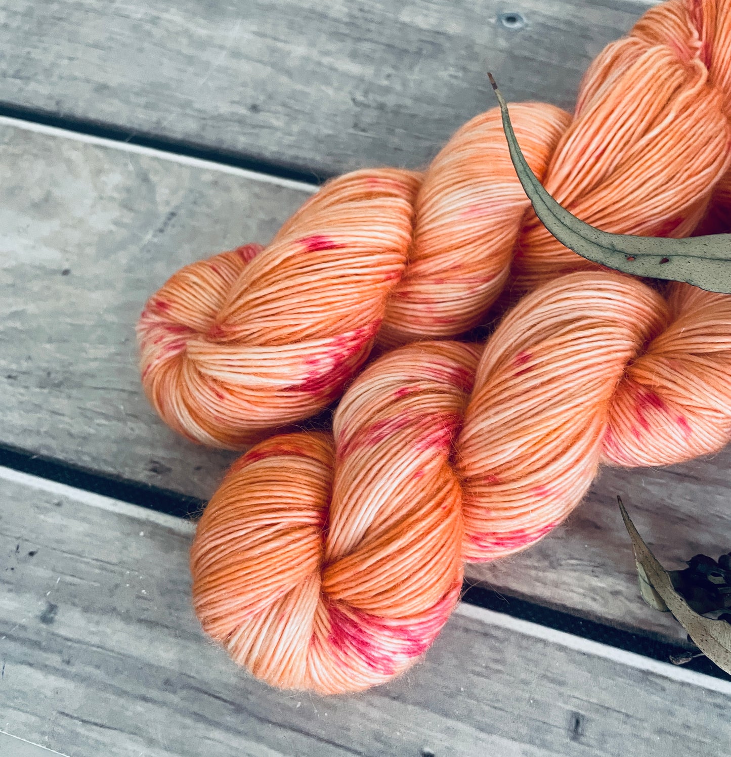 Crushed Peach ooak - 4 Ply merino/mohair - Peppermint