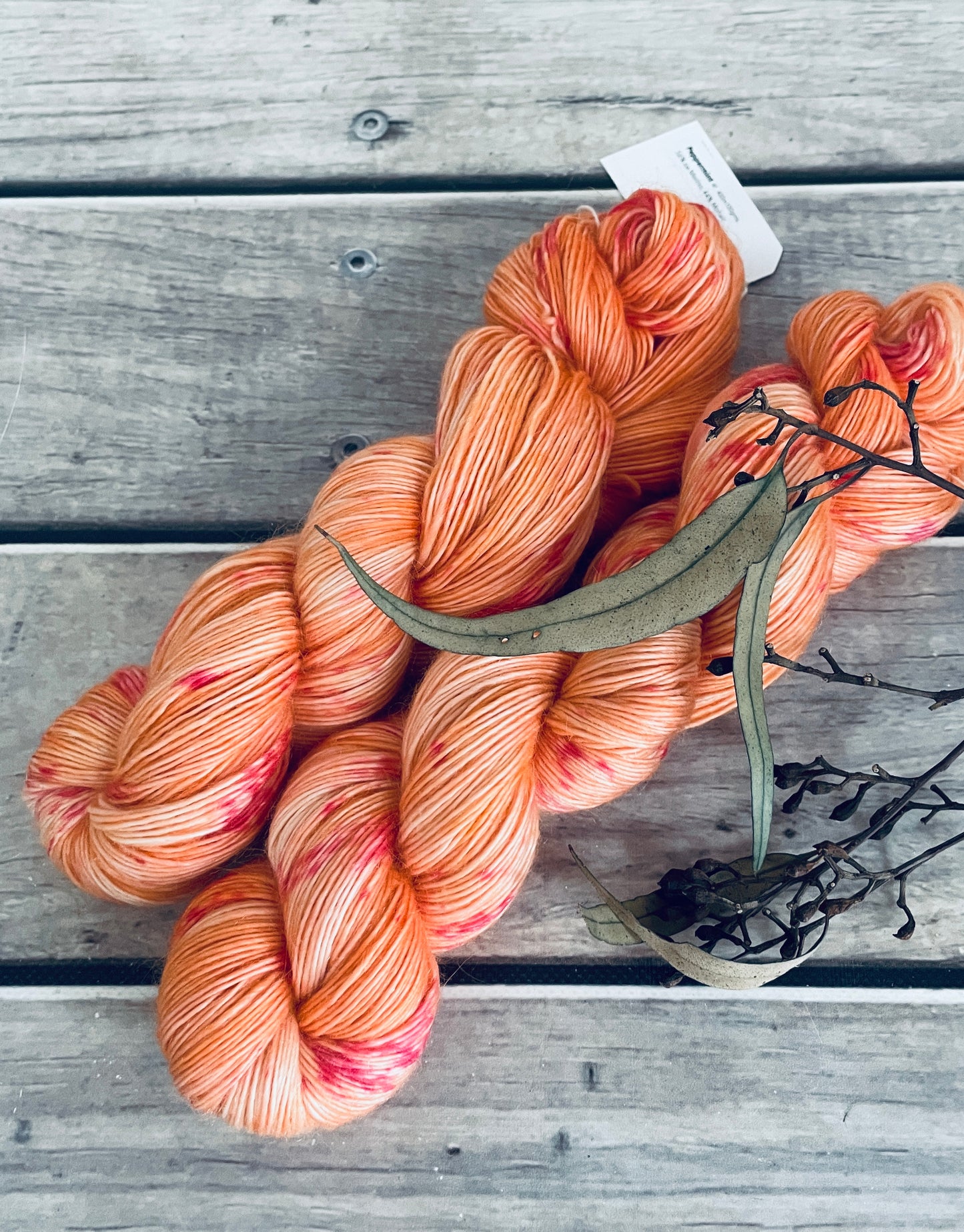 Crushed Peach ooak - 4 Ply merino/mohair - Peppermint