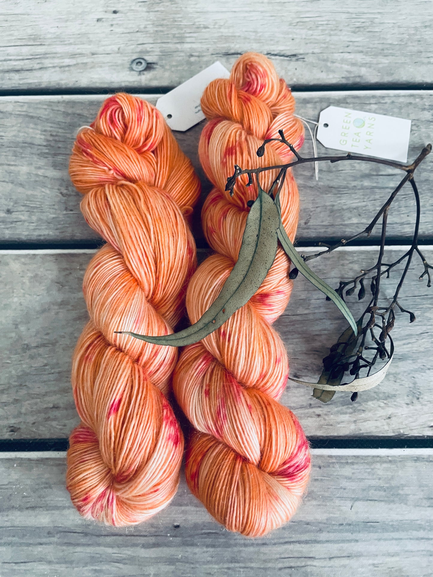 Crushed Peach ooak - 4 Ply merino/mohair - Peppermint