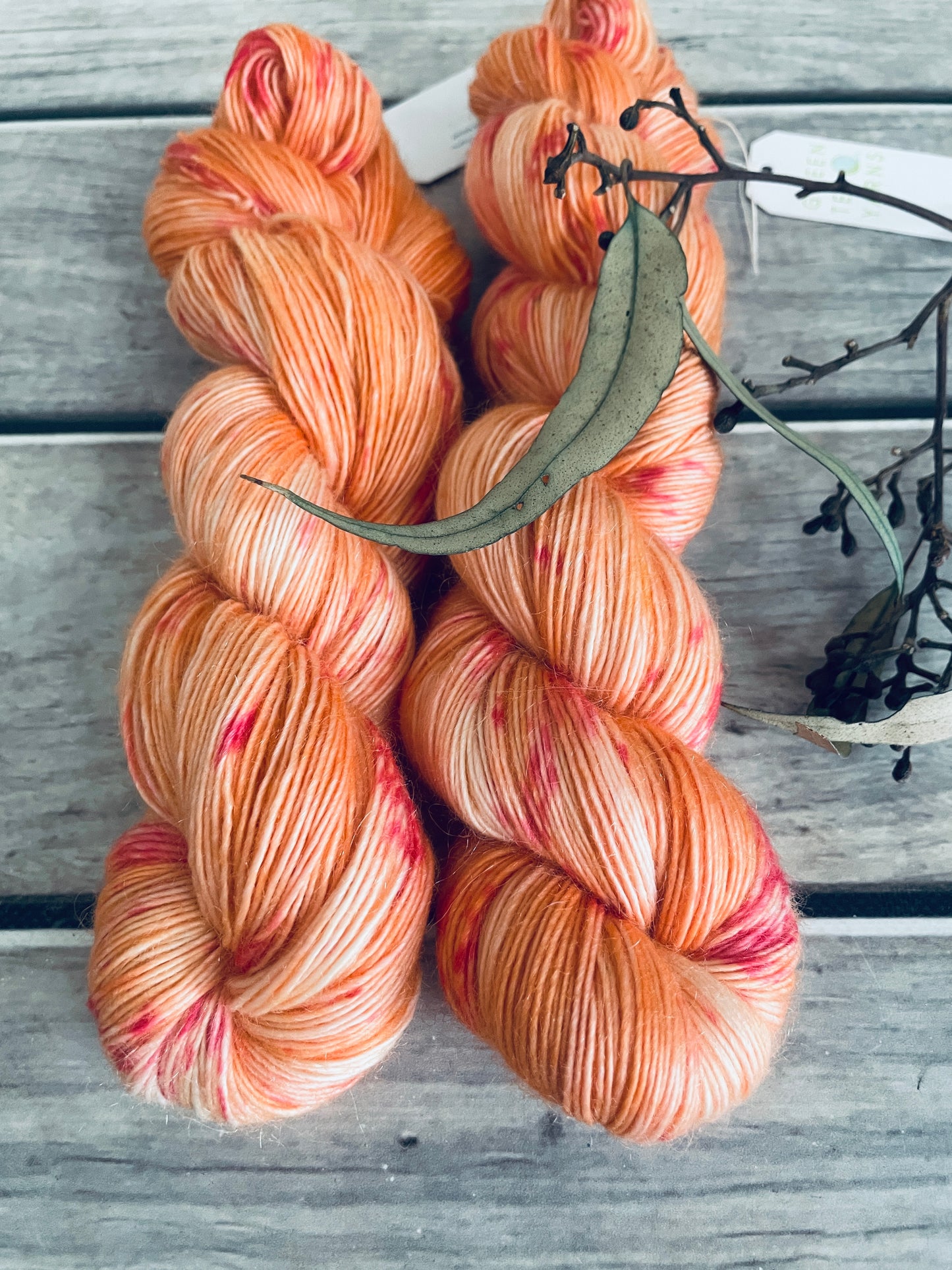 Crushed Peach ooak - 4 Ply merino/mohair - Peppermint