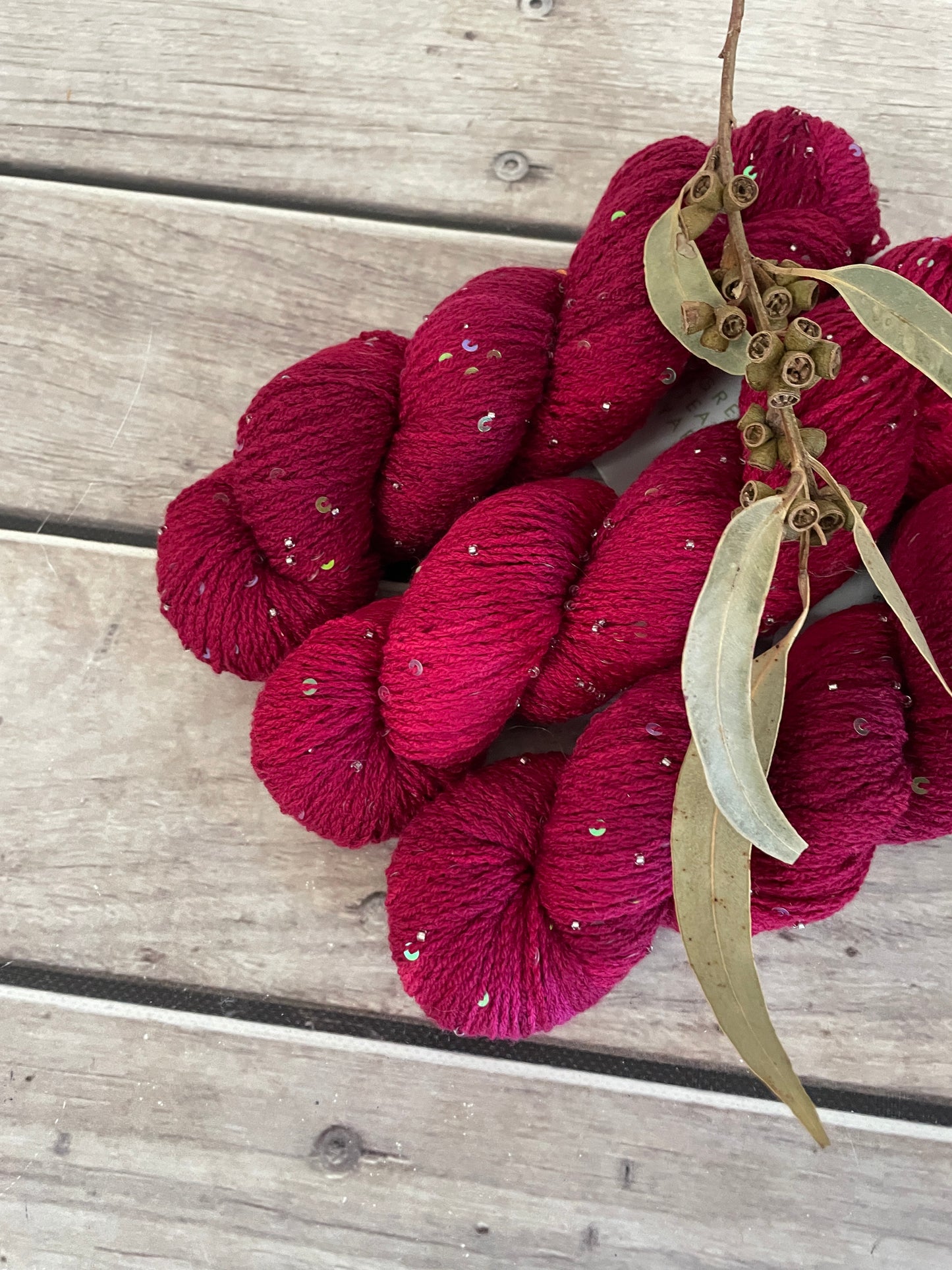Bush Berries on merino bead and sequins - Yuja 8ply
