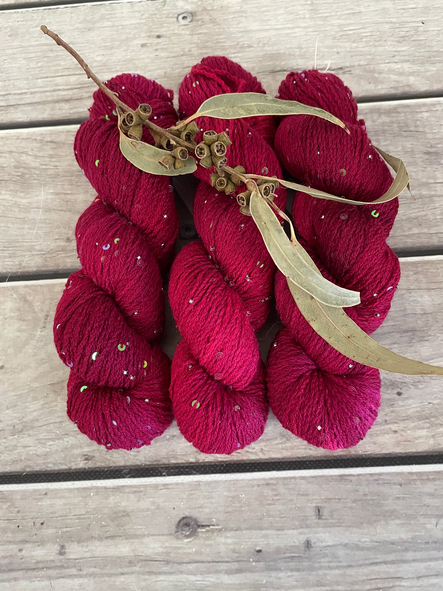 Bush Berries on merino bead and sequins - Yuja 8ply